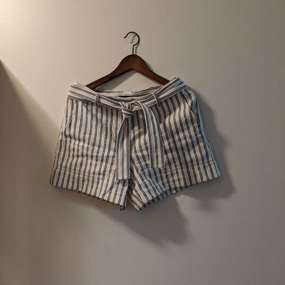 LOFT Black and White Strip Shorts